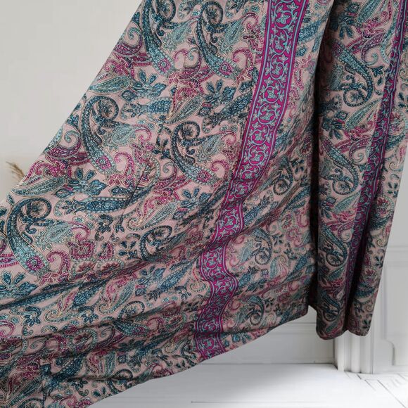 Karma Highway Palazzo Wide Leg Pants One Size Smocked Waist Boho Paisley Viscose - Picture 11 of 14